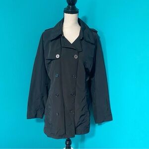 Lands’ End L Black Double Breasted Lightweight Jacket